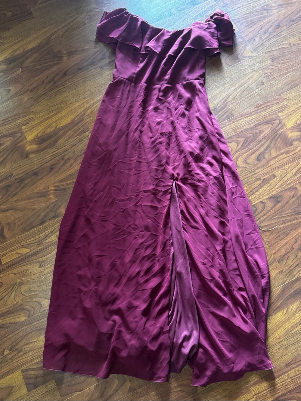 Off-Shoulder Maxi Dress in Wine